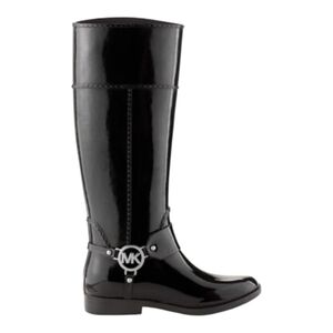 Michael Kors Rain Boots Black Fulton Harness Tall Rubber  Size 6 Designer